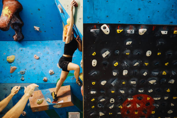 istock Women on the bouldering training together 1289736081