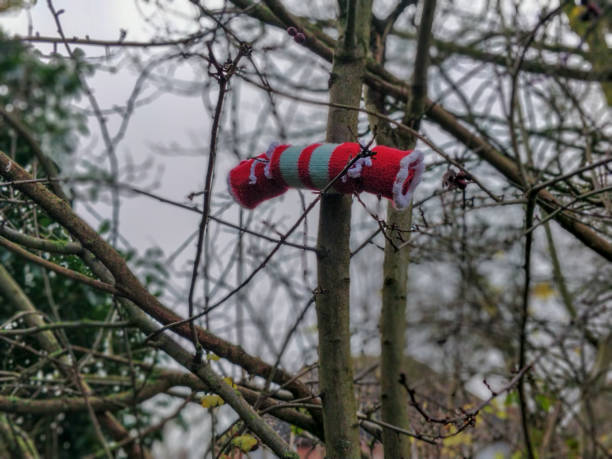 Crochet Christmas Decorations in the woods