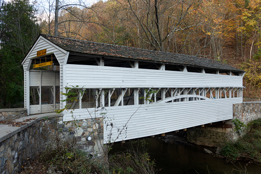 Covered bridge in Valley Forge National Park, Pennsylvania, USA
