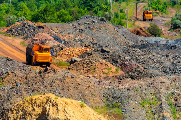 istock Heavy truck working in the iron ore quarry 1289743152