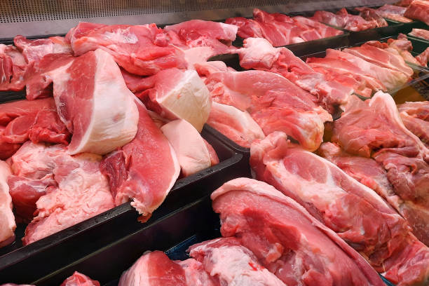 istock Fresh meat pieces close-up. 1289744258