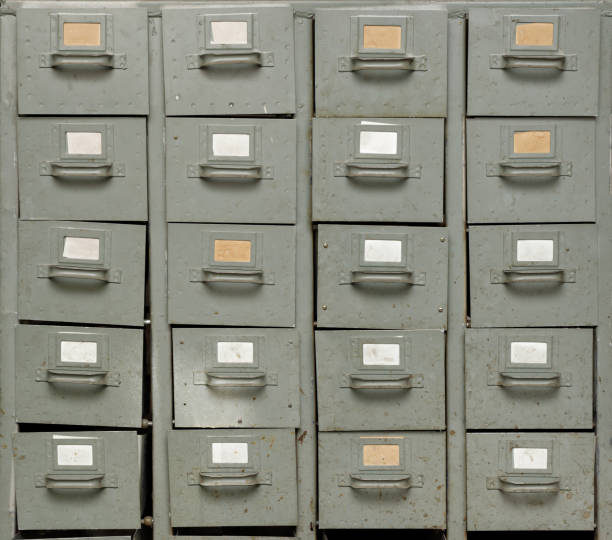 istock Old gray metal cabinet with drawers 1289747698