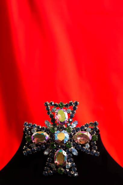 istock Classic jewelry on black form with vivid red background. 1289750820
