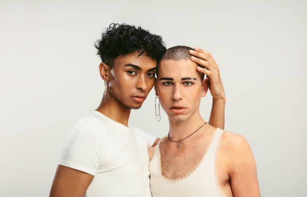 istock Gender fluid couple standing together 1289751688