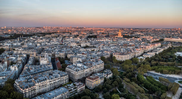 istock Aerial view of Paris at sunset 1289751859