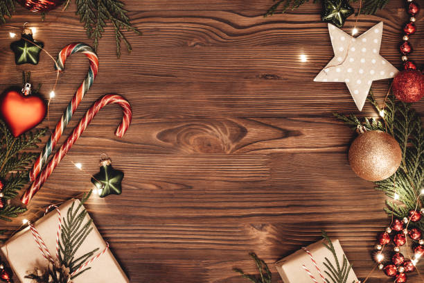istock Christmas and New Year rustic traditional background with copy space 1289753050