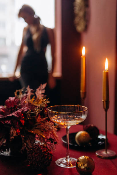 table burgundy style romantic dinner christmas celebration