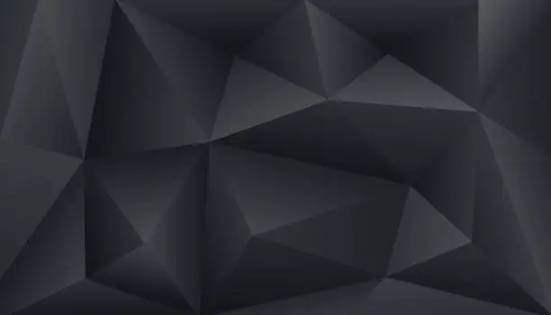 Vector illustration of Abstract Luxury black and gray polygonal modern design. 3D triangular pattern. You can use for cover, poster, banner web, flyer, Landing page, Print ad. Vector illustration