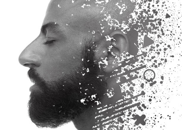istock A bearded bold man with closed eyes profile portrait paintography 1289760343