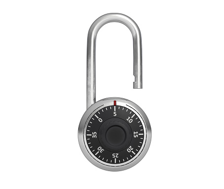 3D illustration of Combination Padlock isolated on white.