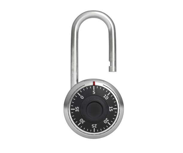 3D illustration of Combination Padlock is opened and isolated on white. 3D illustration of Combination Padlock isolated on white. combination lock stock pictures, royalty-free photos & images