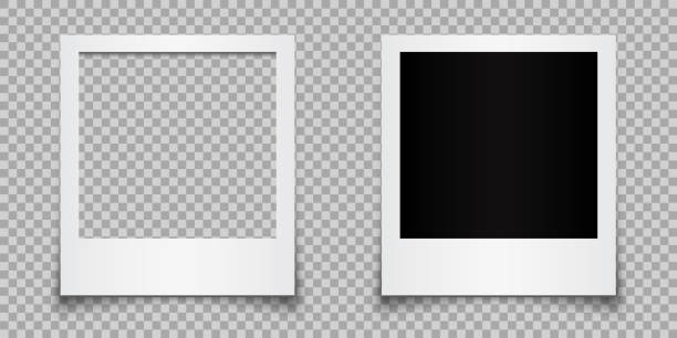 dwie puste ramki na zdjęcia, kolekcja ramka na zdjęcia czarny i pusty - wektor czas - polaroid frame stock illustrations