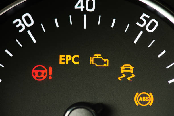 Error signs on car dashboard Error signs on car dashboard macro close up view engine failure stock pictures, royalty-free photos & images