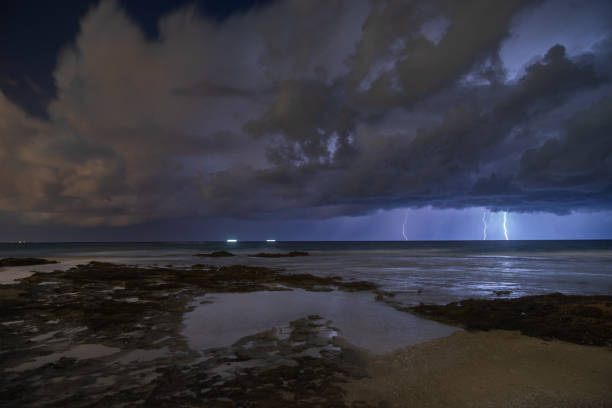 istock Lightning storm om Mediterranean Sea 1289771202