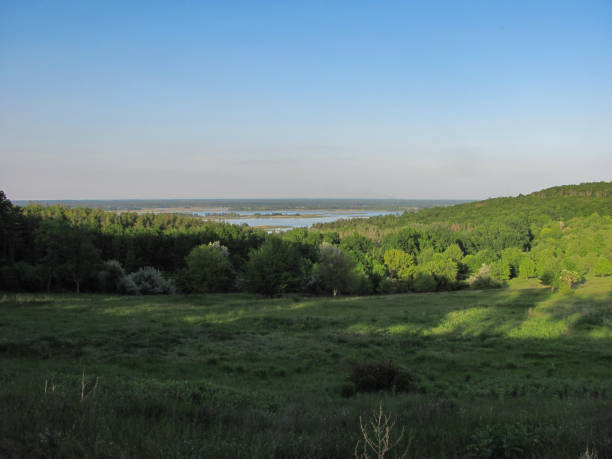 istock landscape: green trees and a river far away 1289771351