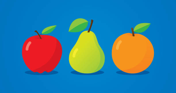 zestaw owoców płaski - red delicious apple illustrations stock illustrations