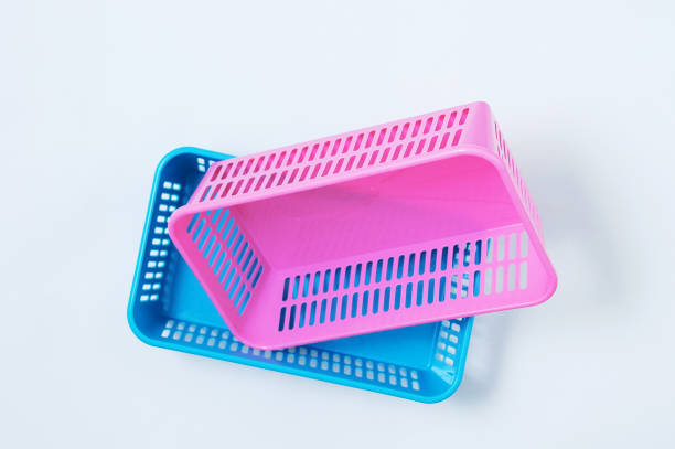 istock Two plastic boxes for household on a white background. View from above. 1289776175