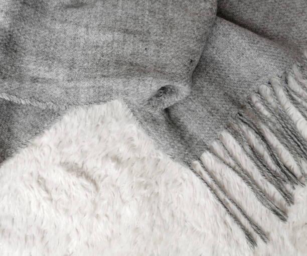 istock Woolen scarf of grey color 1289779169
