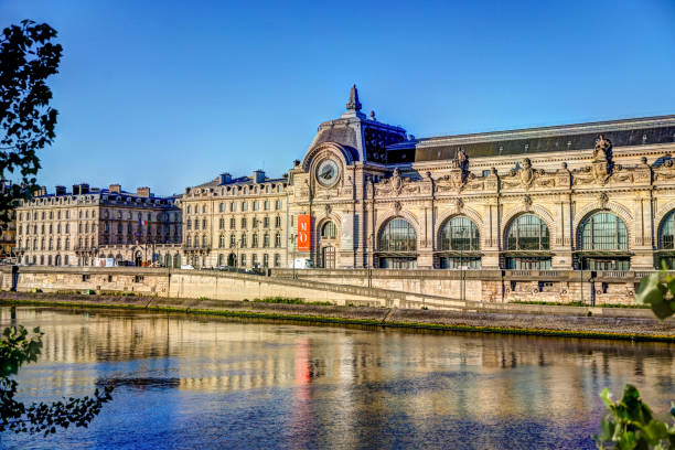 Paris, France - July 4, 2019: Palaces and museums lining the Seine River at sunrise in Pairs France