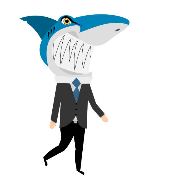 Businessman shark cartoon vector isolated Businessman shark cartoon vector isolated agent nasty stock illustrations