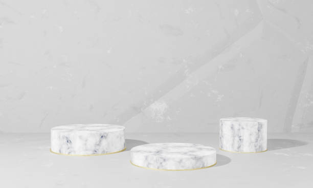istock Marble podium to place objects on cement background. 3d Illustration 1289786419