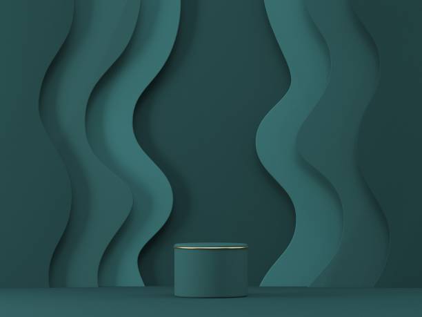 Mock up podium for product presentation with waves shaped wall 3D