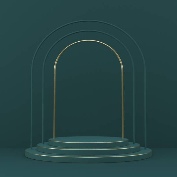 istock Mock up podium for product presentation three step podium 3D 1289786668