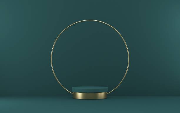 istock Mock up podium for product presentation golden circle 3D 1289786686