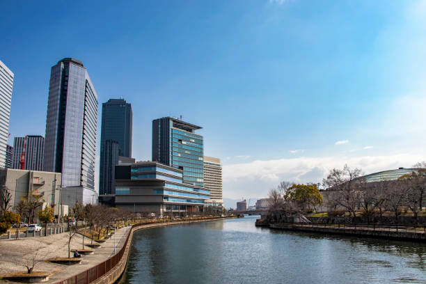 istock Office buildings along the river in Osaka 1289787440