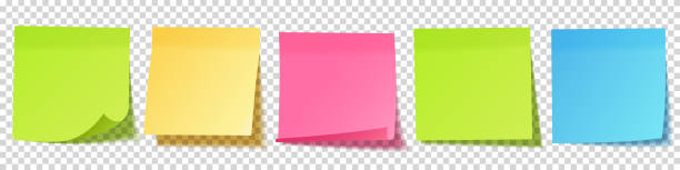 stockillustraties, clipart, cartoons en iconen met realistische lege plaknotities. bladen van notadocumenten. papieren herinnering. vectorillustratie - plaknotitie