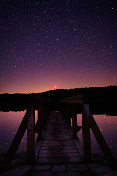 istock pier by the pond, view of the evening sky 1289794104
