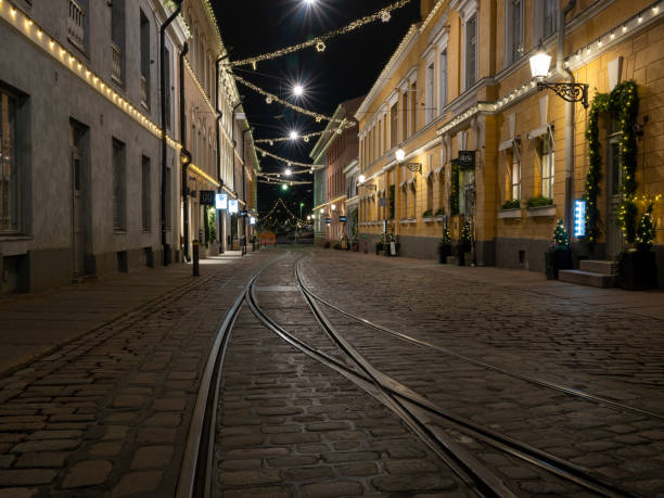 The streets in the capital were empty during the independence day of Finland due to Covid-19 restrictions stock photo