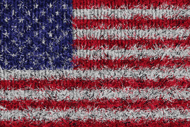 istock 3d rendering of knitted woolly American flag in front view 1289794759