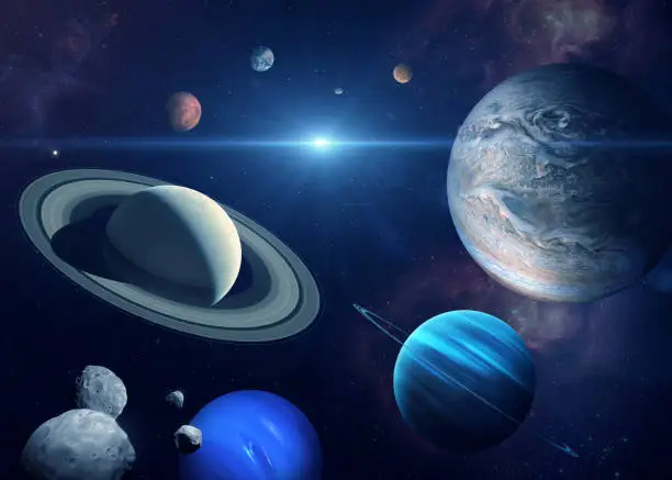 Solar system planet, sun and star. Sun, Mercury, Venus, planet Earth, Mars, Jupiter, Saturn, Uranus, Neptune. Sci-fi background. Elements of this image furnished by NASA. ______ Url(s): 
https://images.nasa.gov/details-PIA22688
https://solarsystem.nasa.gov/resources/17549/saturn-mosaic-ian-regan
https://images.nasa.gov/details-PIA01492
https://mars.nasa.gov/resources/6453/valles-marineris-hemisphere-enhanced/
https://photojournal.jpl.nasa.gov/catalog/PIA00271
https://images.nasa.gov/details-GSFC_20171208_Archive_e001386
https://images.nasa.gov/details-PIA21061
https://photojournal.jpl.nasa.gov/jpeg/PIA15160.jpg
https://images.nasa.gov/details-PIA02494
https://www.nasa.gov/multimedia/imagegallery/image_feature_1978.html
https://images.nasa.gov/details-PIA02494
https://images.nasa.gov/details-PIA23121
https://images.nasa.gov/details-PIA13005
Software: Adobe Photoshop CC 2015. Knoll light factory. Adobe After Effects CC 2017.