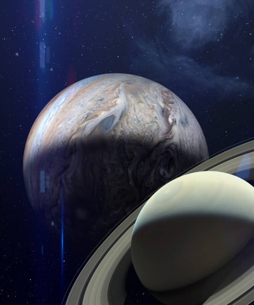 istock Great conjunction of Jupiter and Saturn. 1289799809