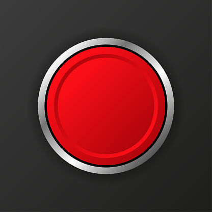 3D realistic button on black background. Vector illustration
