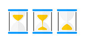 Sand hourglass collection showing the passage of time. Vector illustration