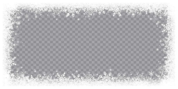 schnee schneeflocke winter rahmen auf transparentem hintergrund isolierte illustration - blizzard stock-grafiken, -clipart, -cartoons und -symbole