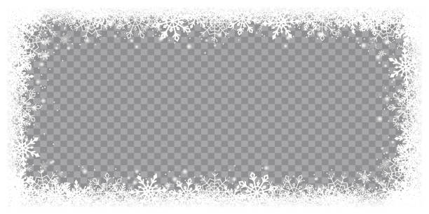 Snow snowflake winter border frame on transparent background isolated illustration Snow snowflake winter border frame on transparent background isolated illustration snowflake shape borders stock illustrations