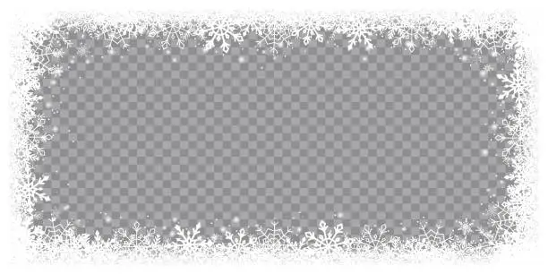 Vector illustration of Snow snowflake winter border frame on transparent background isolated illustration