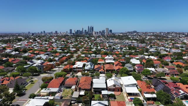 Aerial urban suburban cityscape in Perth