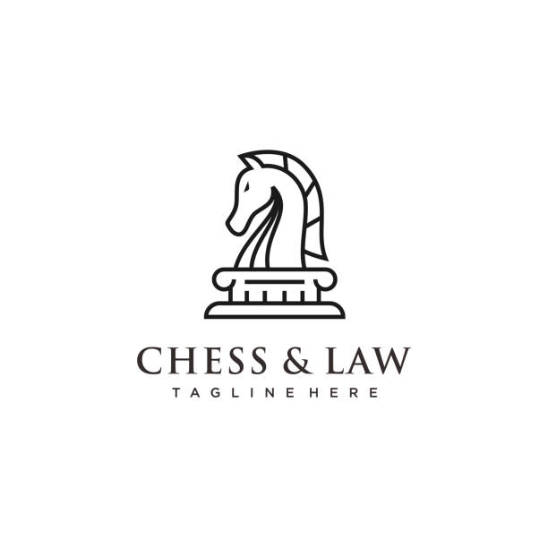 Line art Knight horse Chess and law design inspiration Line art Knight horse Chess and law design inspiration knight chess piece stock illustrations