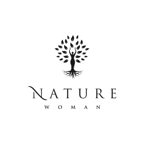 Women with tree logo template. Vector illustration of feminine Silhouette with leaves. stock illustration Abstract, Adult, Balance, Beauty, Beauty Spa Tree with Body Women Logo Design Template 490 stock illustrations