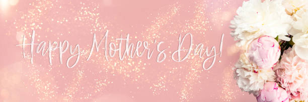istock Happy Mothers Day card with peonies 1289811988