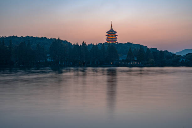 istock Sunset at the west lake 1289815905