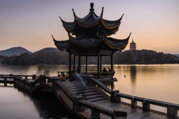 istock Sunset at the west lake 1289815913