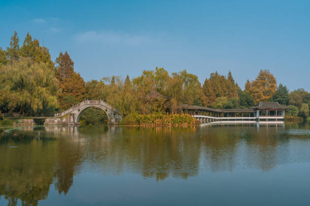 istock Chinese architecture at West Lake 1289815936