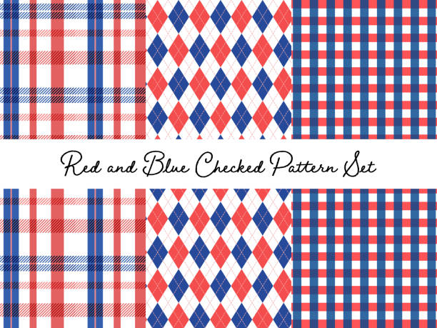 rot und blau tartan gingham argyle check plaid vektor muster. sommer französisch farbmuster-muster-muster-muster. - picnic checked tablecloth pattern stock-grafiken, -clipart, -cartoons und -symbole