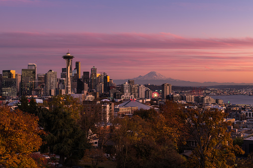 The Autumn Seattle Skyline Sunset.