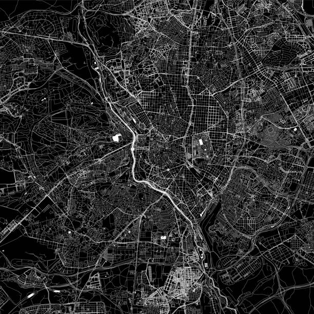 Madrid, Spain Vector Map Topographic / Road map of Madrid, Spain. Original map data is open data via © OpenStreetMap contributors. All maps are layered and easy to edit. museo del prado stock illustrations
